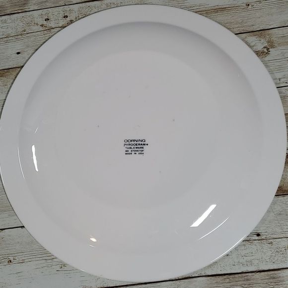 2 Corning Pyroceram White Dinner Plates 10¼" Whispering Mist Pattern White Grey - Picture 5 of 8